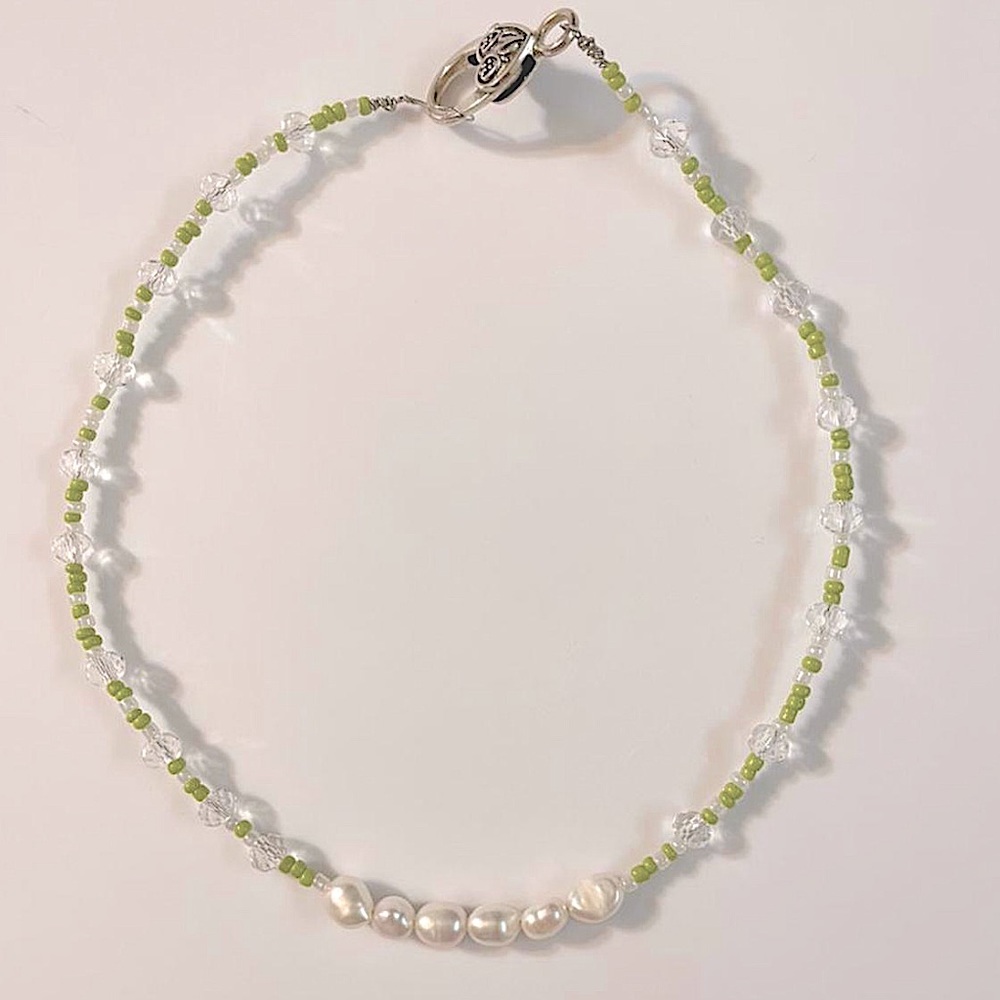 Nature fairy crystal freshwater pearl beaded choker necklace